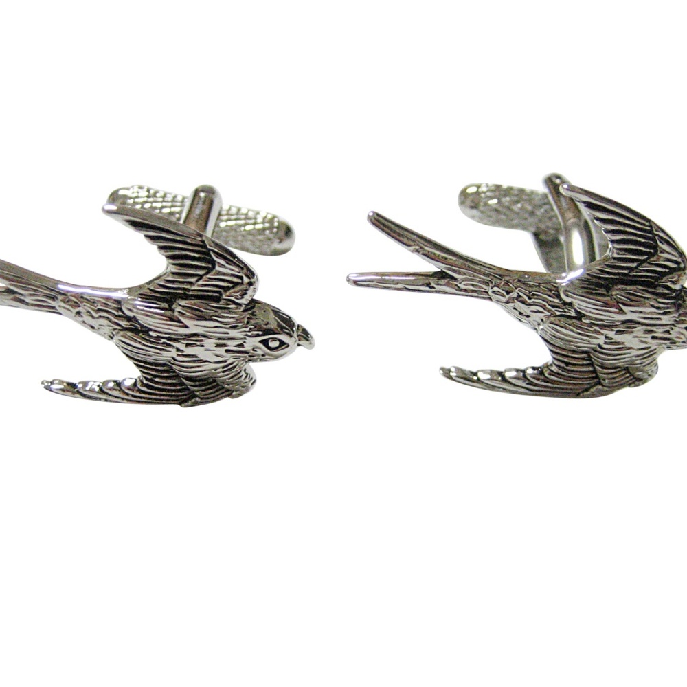 Silver Toned Sparrow Bird Cufflinks